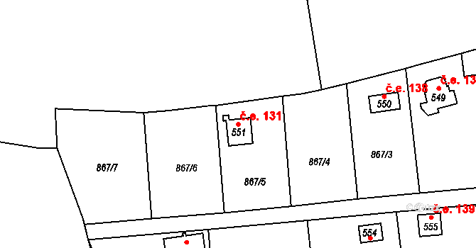 Pecerady 131, Týnec nad Sázavou na parcele st. 551 v KÚ Pecerady, Katastrální mapa