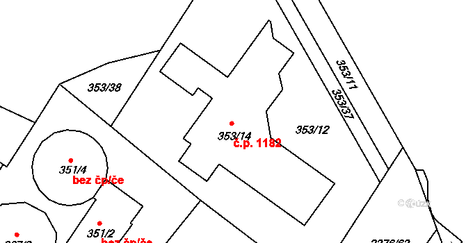 Třeboň II 1182, Třeboň na parcele st. 353/14 v KÚ Třeboň, Katastrální mapa