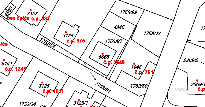 Havlíčkův Brod 3648 na parcele st. 6665 v KÚ Havlíčkův Brod, Katastrální mapa