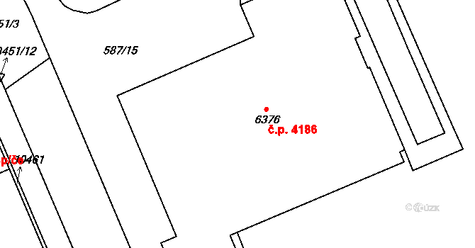 Hodonín 4186 na parcele st. 6376 v KÚ Hodonín, Katastrální mapa