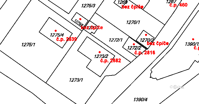 České Budějovice 3 2682, České Budějovice na parcele st. 1273/2 v KÚ České Budějovice 3, Katastrální mapa