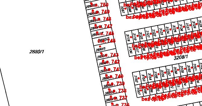 Lutyně 742, Orlová na parcele st. 2880/4 v KÚ Horní Lutyně, Katastrální mapa