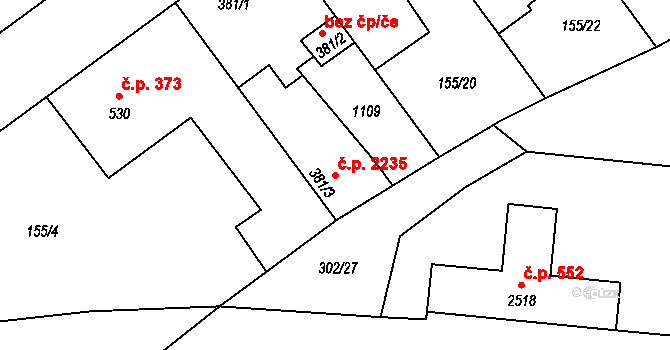 Brandýs nad Labem 2235, Brandýs nad Labem-Stará Boleslav na parcele st. 381/3 v KÚ Brandýs nad Labem, Katastrální mapa