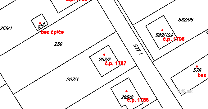 Polánka 1787, Moravský Krumlov na parcele st. 262/2 v KÚ Polánka u Moravského Krumlova, Katastrální mapa
