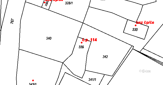 Ludvíkov 114 na parcele st. 339 v KÚ Ludvíkov pod Pradědem, Katastrální mapa