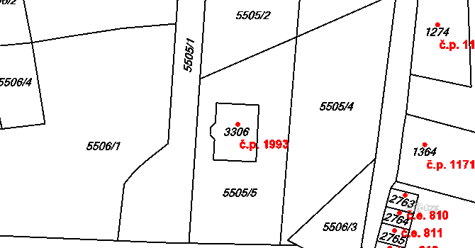 Kraslice 1993 na parcele st. 3306 v KÚ Kraslice, Katastrální mapa