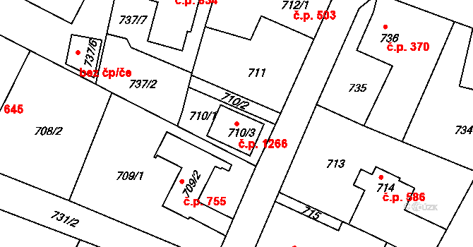 Liberec XIV-Ruprechtice 1266, Liberec na parcele st. 710/3 v KÚ Ruprechtice, Katastrální mapa