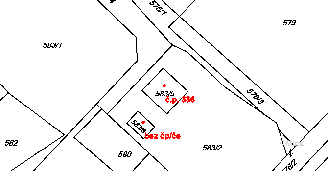 Bělotín 336 na parcele st. 583/5 v KÚ Bělotín, Katastrální mapa