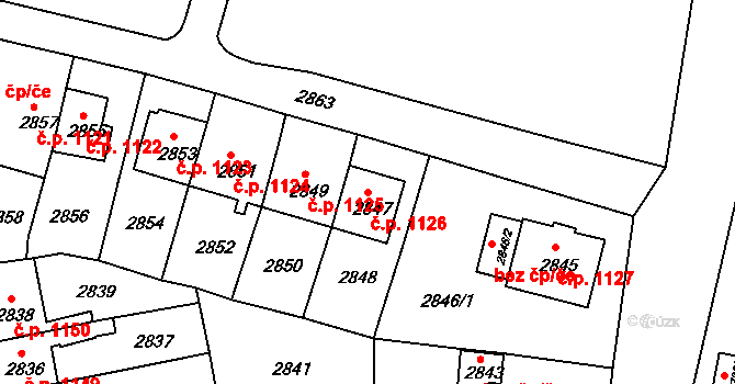 Bruntál 1126 na parcele st. 2847 v KÚ Bruntál-město, Katastrální mapa