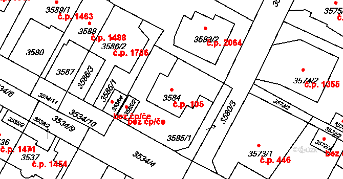 Předměstí 105, Litoměřice na parcele st. 3584 v KÚ Litoměřice, Katastrální mapa