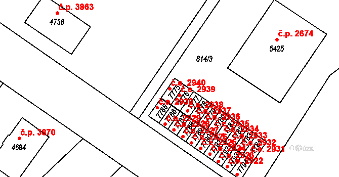 Zlín 2940 na parcele st. 7775 v KÚ Zlín, Katastrální mapa