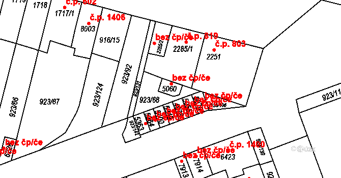 Třebíč 38368811 na parcele st. 5060 v KÚ Třebíč, Katastrální mapa