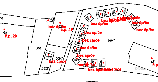 Čistá 38603811 na parcele st. 50/11 v KÚ Zdeslav u Rakovníka, Katastrální mapa