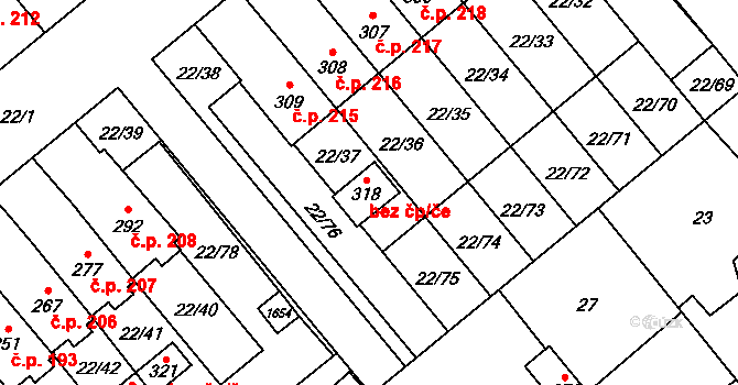 Opatovice 38788811 na parcele st. 318 v KÚ Opatovice u Hranic, Katastrální mapa