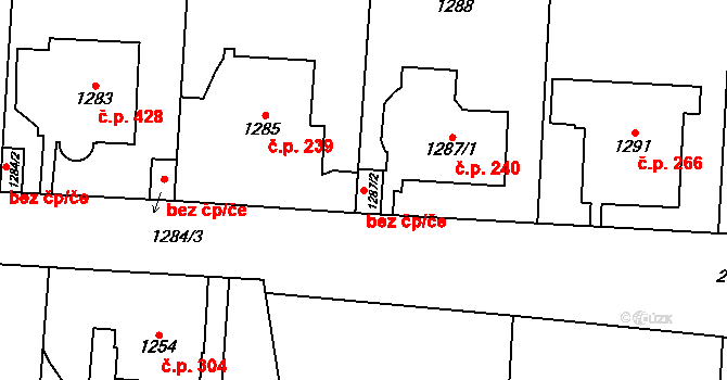 Praha 40462811 na parcele st. 1287/2 v KÚ Vysočany, Katastrální mapa