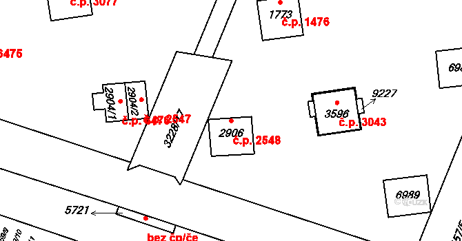 Zlín 2548 na parcele st. 2906 v KÚ Zlín, Katastrální mapa