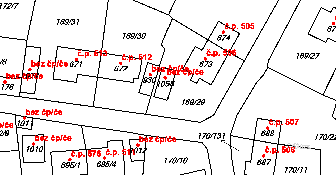 Košťany 42551811 na parcele st. 1058 v KÚ Košťany, Katastrální mapa