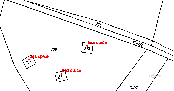 Kladky 42641811 na parcele st. 213 v KÚ Kladky, Katastrální mapa