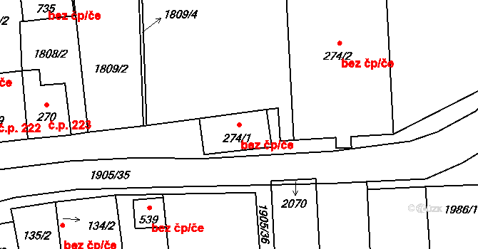 Benešov nad Černou 44180811 na parcele st. 274/1 v KÚ Benešov nad Černou, Katastrální mapa
