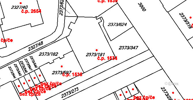 Předměstí 1534, Opava na parcele st. 2373/181 v KÚ Opava-Předměstí, Katastrální mapa