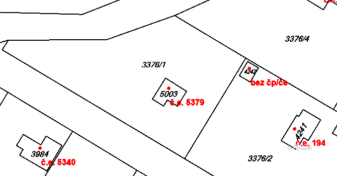 Dvůr Králové nad Labem 5379 na parcele st. 5003 v KÚ Dvůr Králové nad Labem, Katastrální mapa