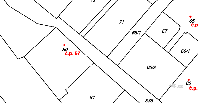 Skrochovice 57, Brumovice na parcele st. 80 v KÚ Skrochovice, Katastrální mapa