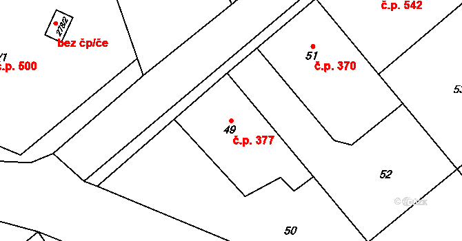 Štěpánkovice 377 na parcele st. 49 v KÚ Štěpánkovice, Katastrální mapa