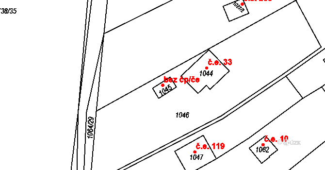 Popůvky 46043811 na parcele st. 1045 v KÚ Popůvky u Brna, Katastrální mapa