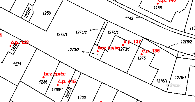 Komárov 46989811 na parcele st. 1273/2 v KÚ Komárov u Hořovic, Katastrální mapa