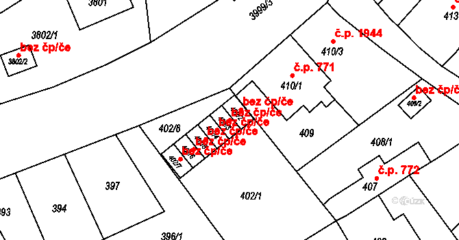 Fryštát 166, Karviná na parcele st. 402/3 v KÚ Karviná-město, Katastrální mapa