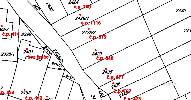 Nivnice 348 na parcele st. 2429 v KÚ Nivnice, Katastrální mapa