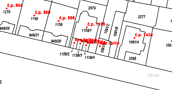 Písek 49156811 na parcele st. 1158/4 v KÚ Písek, Katastrální mapa