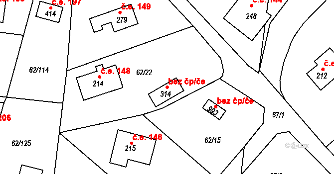 Zdiby 49639811 na parcele st. 314 v KÚ Přemyšlení, Katastrální mapa