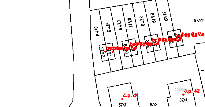 Dříteň 50017811 na parcele st. 87/12 v KÚ Záblatí, Katastrální mapa