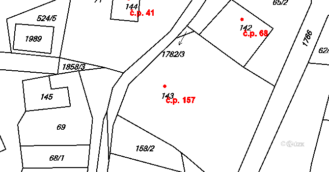 Kerhartice 157, Česká Kamenice na parcele st. 143 v KÚ Kerhartice, Katastrální mapa