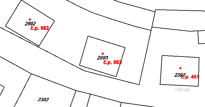 Stonava 983 na parcele st. 2893 v KÚ Stonava, Katastrální mapa