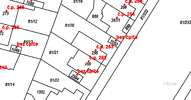 Lobeček 253, Kralupy nad Vltavou na parcele st. 268 v KÚ Lobeček, Katastrální mapa
