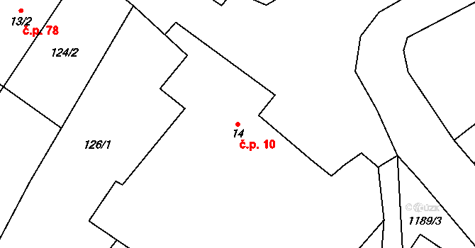Mlýny 10 na parcele st. 14 v KÚ Mlýny u Choustníku, Katastrální mapa