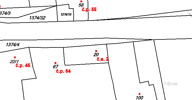 Chrastavice 2 na parcele st. 20 v KÚ Chrastavice, Katastrální mapa