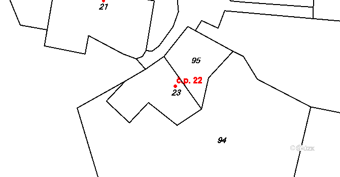Štipoklasy 22, Plánice na parcele st. 23 v KÚ Štipoklasy u Lovčic, Katastrální mapa