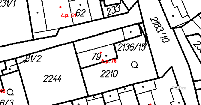 Petrovice 76, Měčín na parcele st. 79 v KÚ Petrovice u Měčína, Katastrální mapa