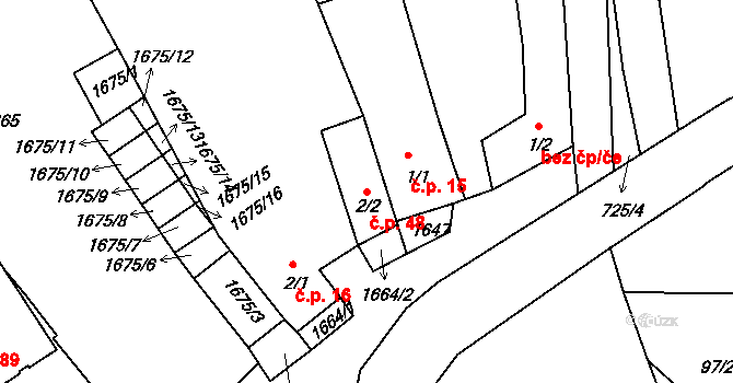 Úněšov 48 na parcele st. 2/2 v KÚ Úněšov, Katastrální mapa