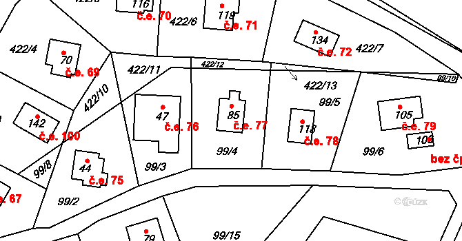Seník 77, Jankovice na parcele st. 85 v KÚ Seník, Katastrální mapa