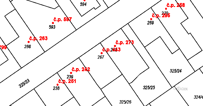 Studánka 443, Pardubice na parcele st. 267 v KÚ Studánka, Katastrální mapa