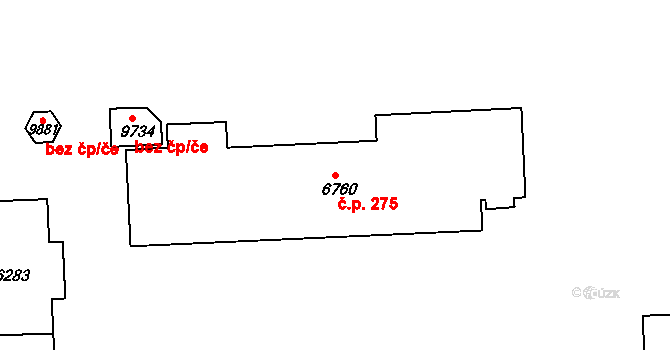 Polabiny 275, Pardubice na parcele st. 6760 v KÚ Pardubice, Katastrální mapa