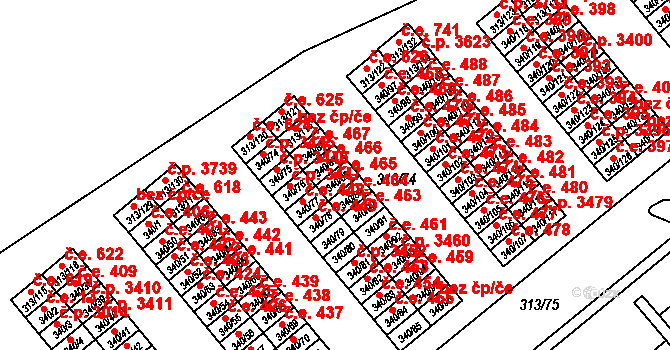 Vyškov-Předměstí 465, Vyškov na parcele st. 340/88 v KÚ Vyškov, Katastrální mapa