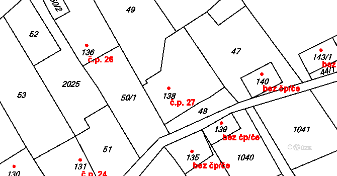 Luboměř 27 na parcele st. 138 v KÚ Luboměř, Katastrální mapa