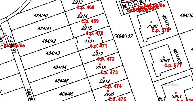 Horní Brána 472, Český Krumlov na parcele st. 2917 v KÚ Český Krumlov, Katastrální mapa