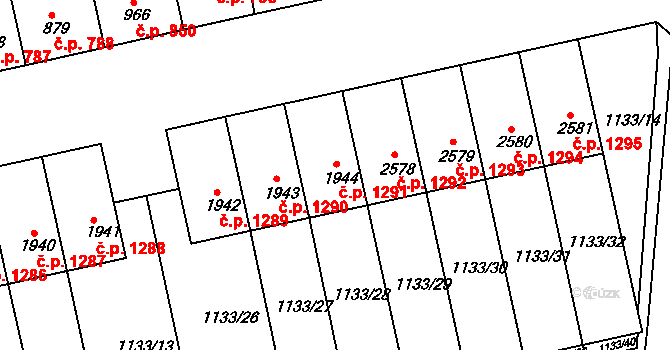 Humpolec 1291 na parcele st. 1944 v KÚ Humpolec, Katastrální mapa