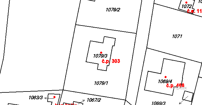 Senec 303, Zruč-Senec na parcele st. 1079/3 v KÚ Senec u Plzně, Katastrální mapa